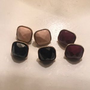 A bundle! Burgundy, pink and black stud earrings